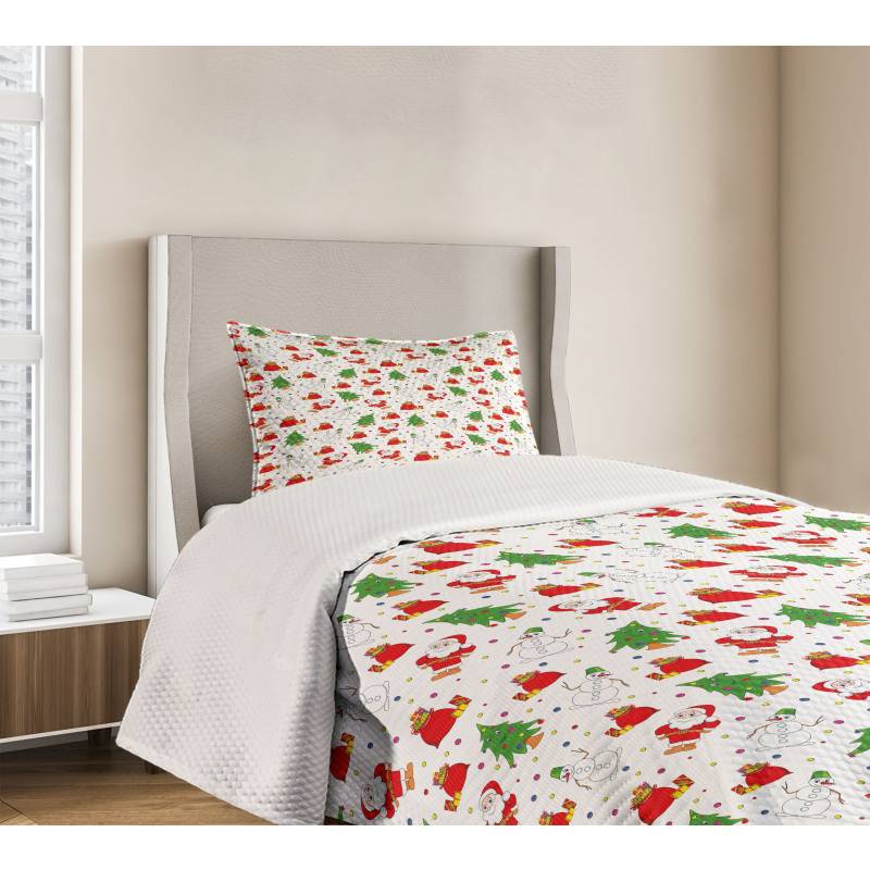 Xmas Tree Santa Claus Bedspread Set