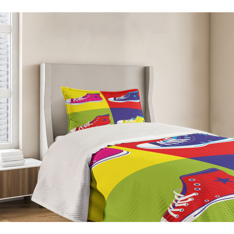 Retro Sport Shoes Bedspread Set