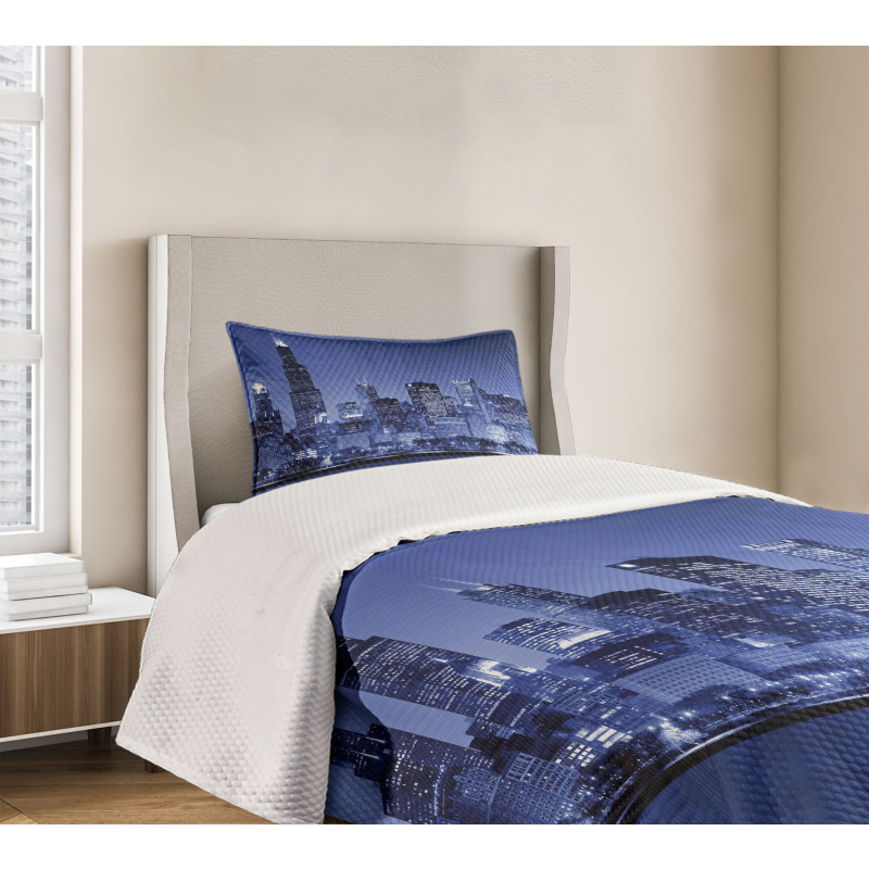 Chicago Skyline Night Bedspread Set