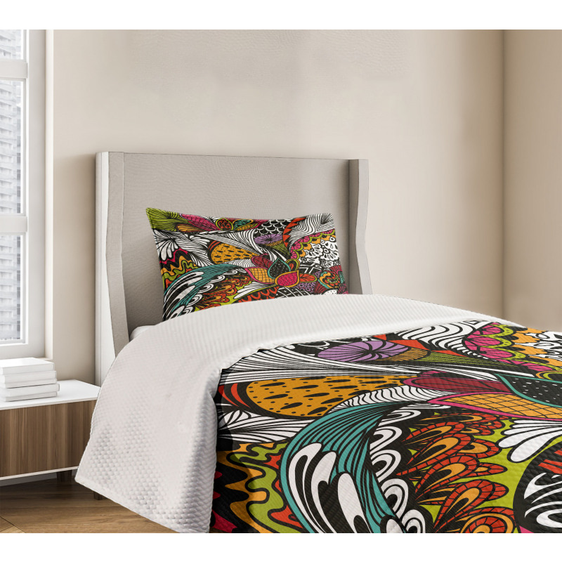 Colorful Ornate Leaves Bedspread Set