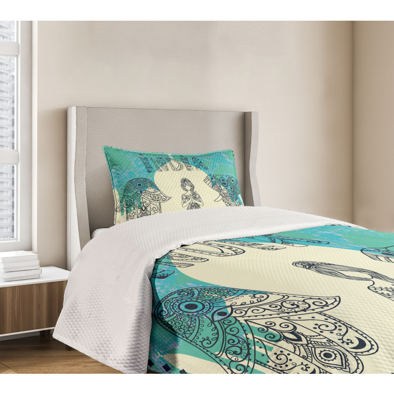 Elephant Hamsa Taj Mahal Bedspread Set