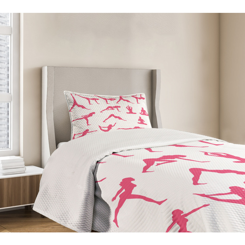 Pink Silhouettes Flexing Bedspread Set