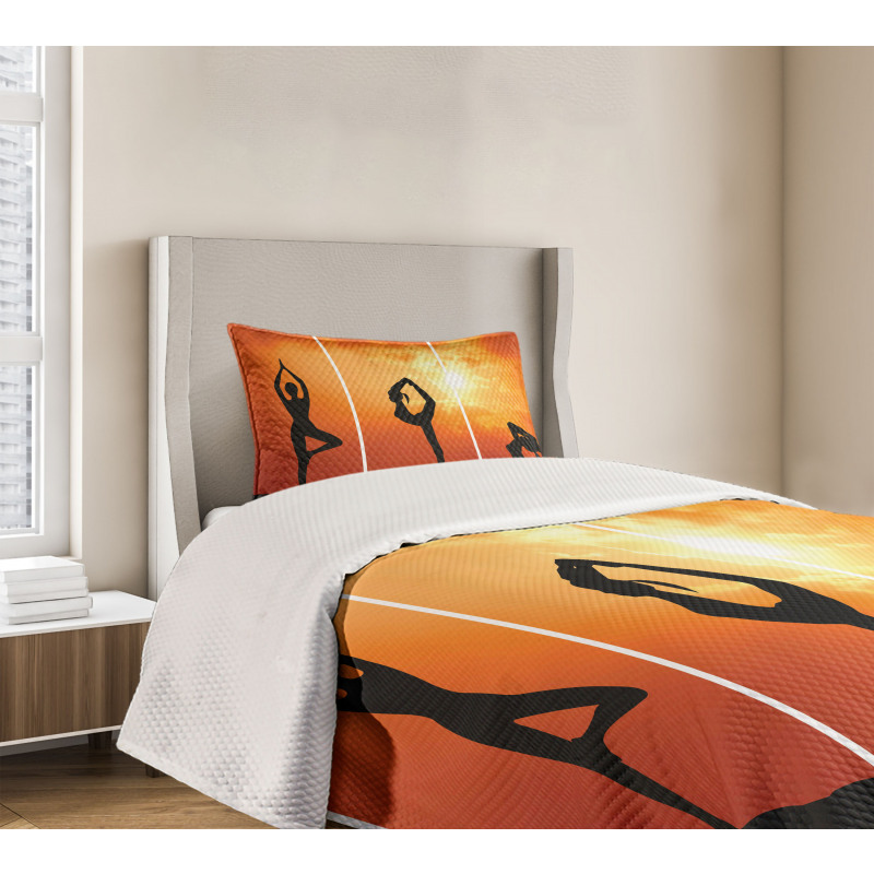 Women Practice at Sunset Bedspread Set