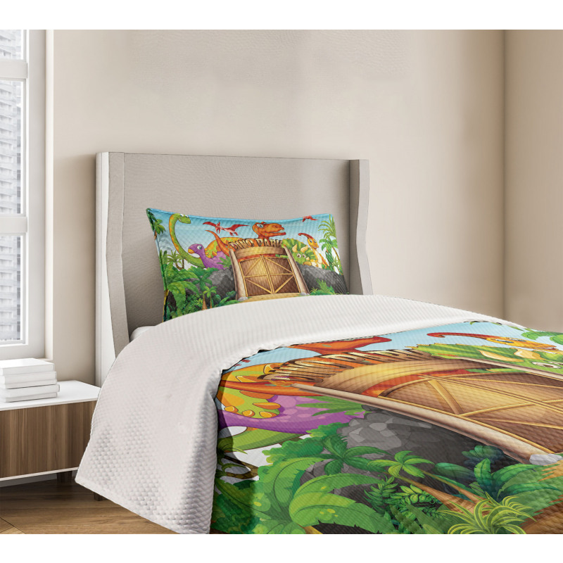 Wild Dinosaurs Park Door Bedspread Set