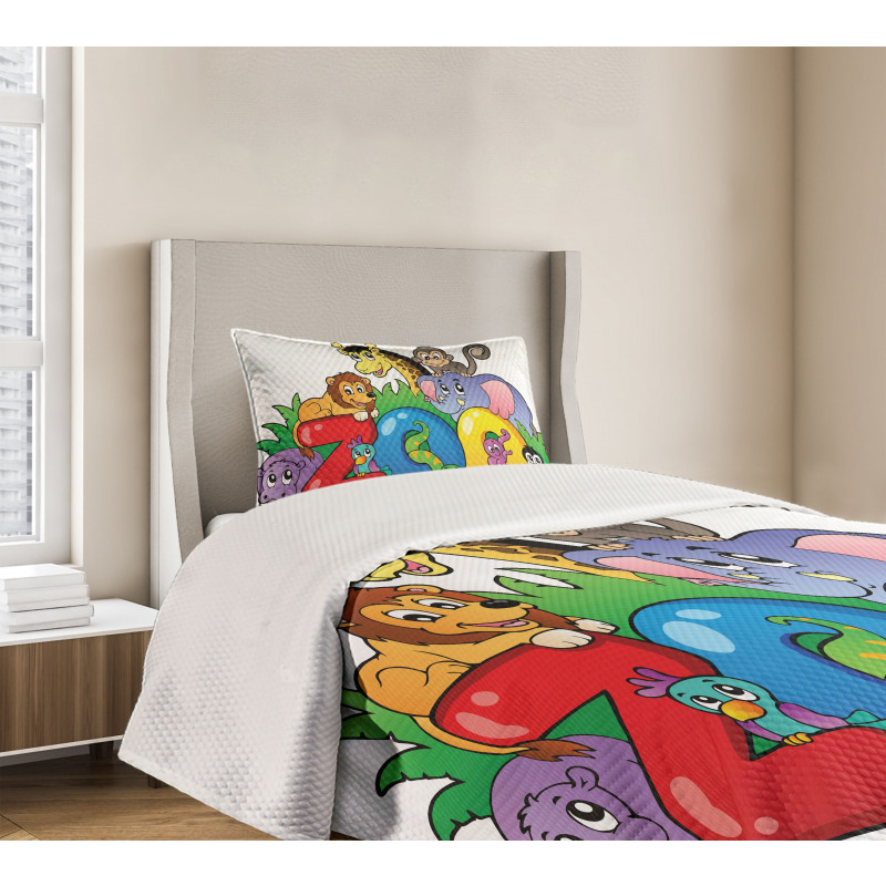 Zoo Sign Various Mascots Bedspread Set