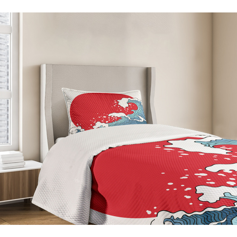 Red Sun Tsunami Bedspread Set