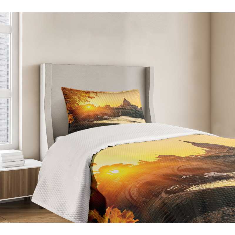 Sunset Tiber River Rome Bedspread Set