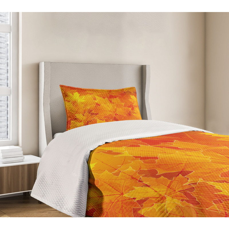 Maple Botany Foliage Leaf Bedspread Set