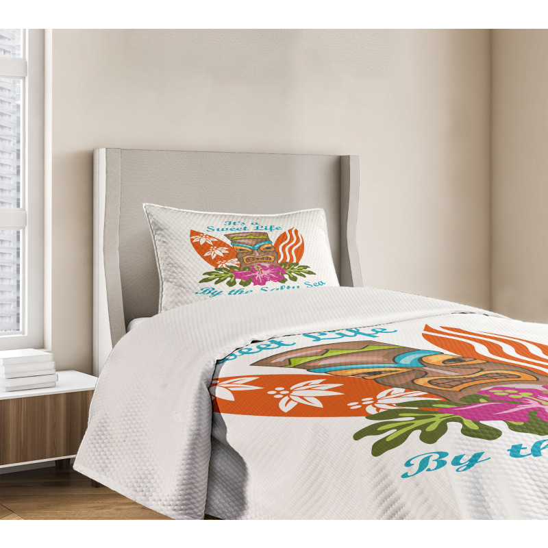 Words Hibiscus Bedspread Set