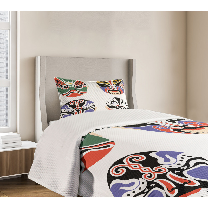 Chinese Opera Mask Bedspread Set