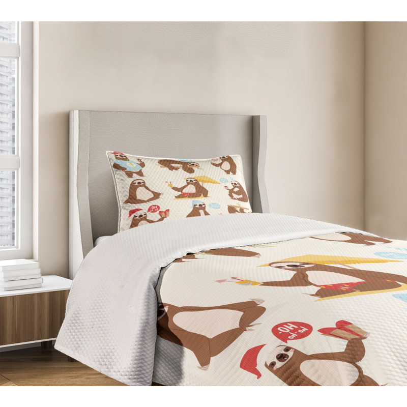 Funny Sluggard Animal Bedspread Set