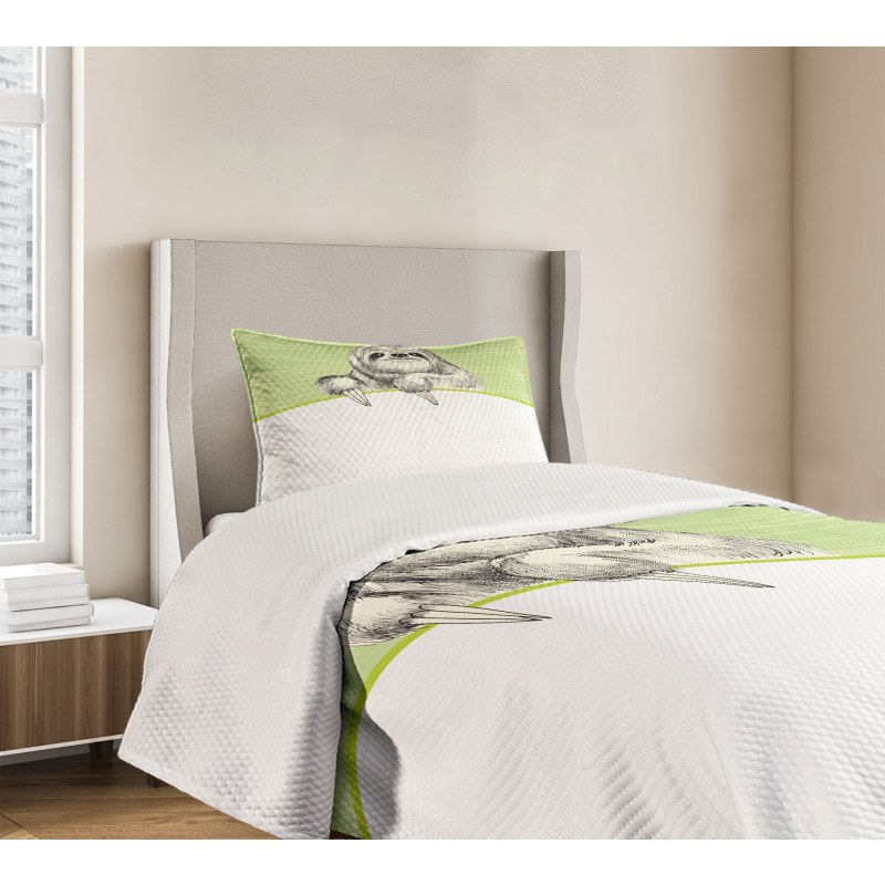 Idle Sloth Abstract Green Bedspread Set