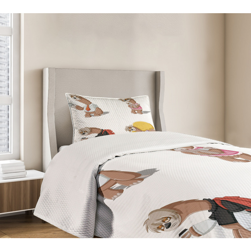 Lazy Sloth Family Cartoon Bedspread Set