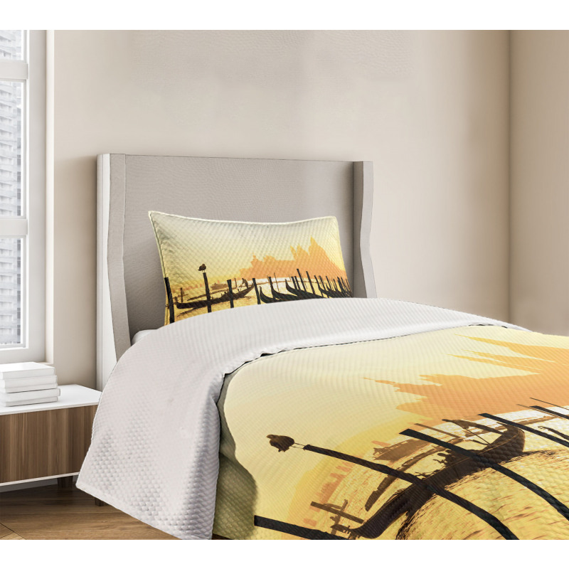 Romantic City at Sunrise Bedspread Set