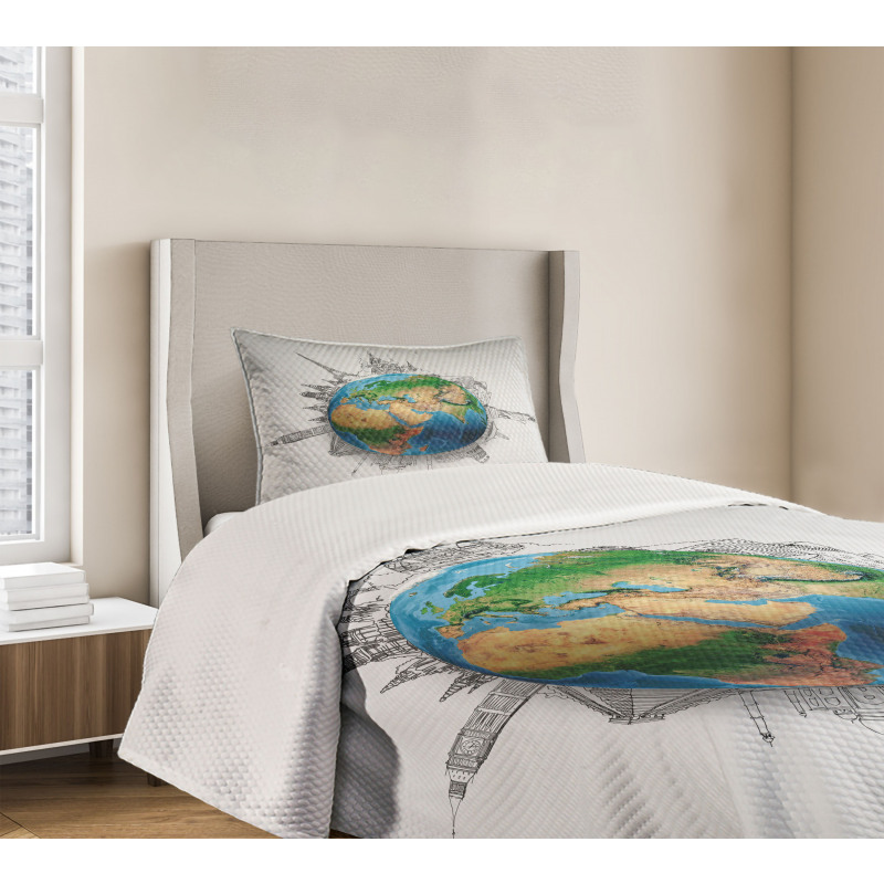 Realistic Globe Planet Bedspread Set