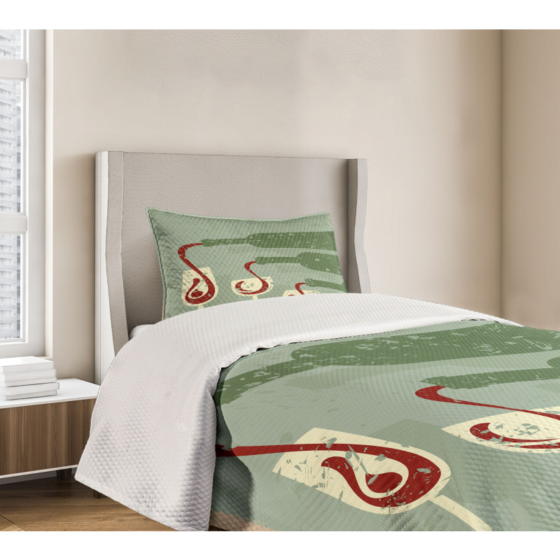 Grunge Retro Wine Pouring Bedspread Set