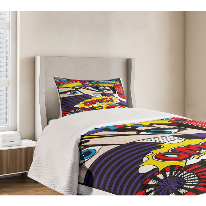 Comic Book Pattern Bedspread Set