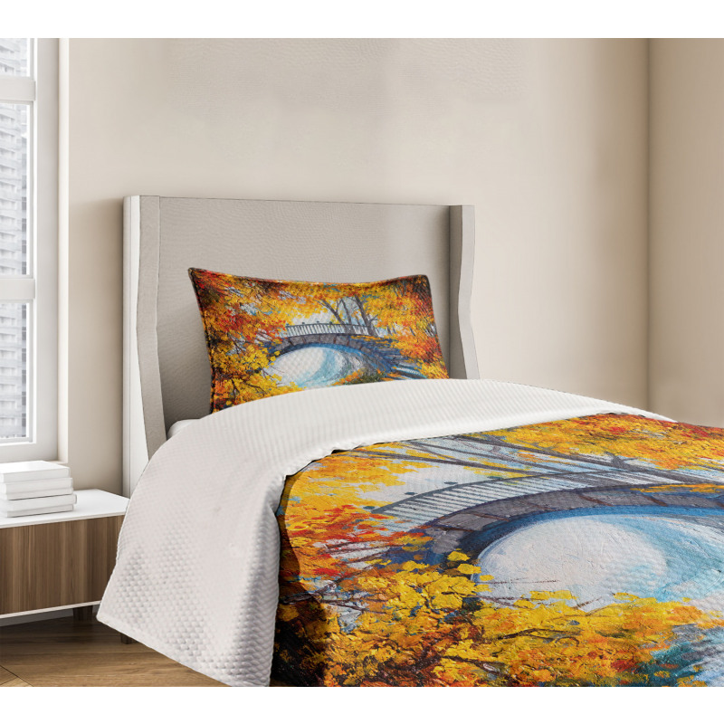 Autumn Forest with Bridge Bedspread Set