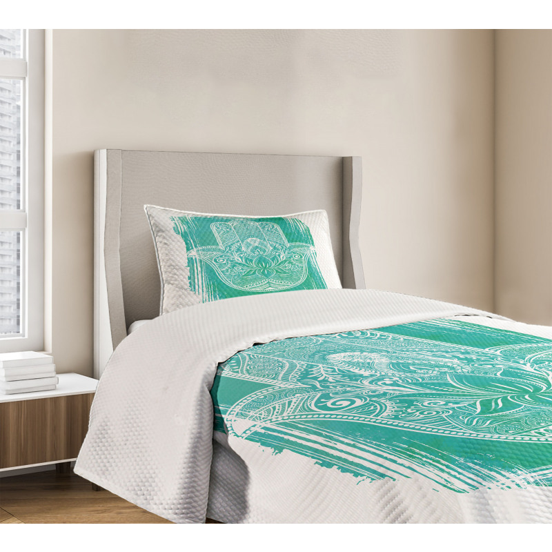 Grungy Floral Ethnic Motif Bedspread Set