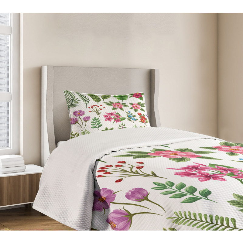 Exotic Flowers and Ferns Bedspread Set