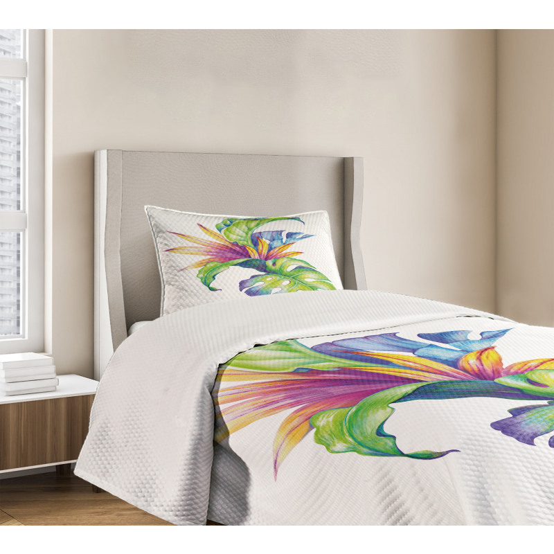 Abstract Colored Leaves Bedspread Set