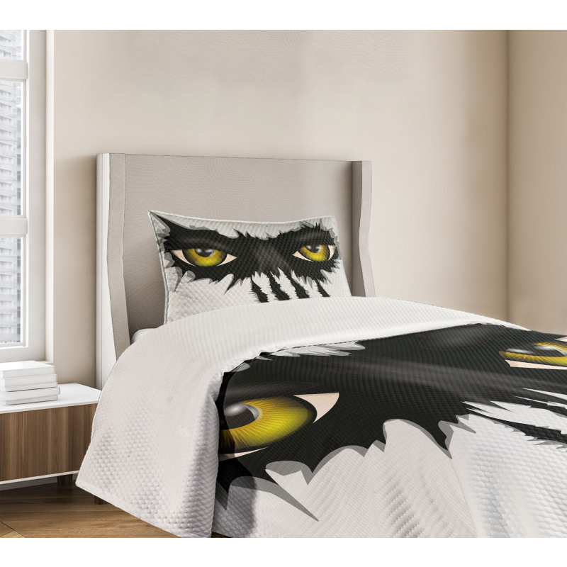 Evil Eyes Black Cat Danger Bedspread Set