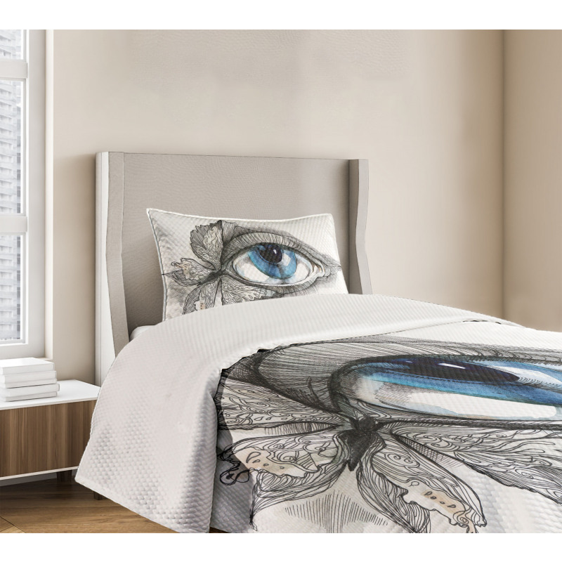 Human Eye Butterfly Dreamy Bedspread Set