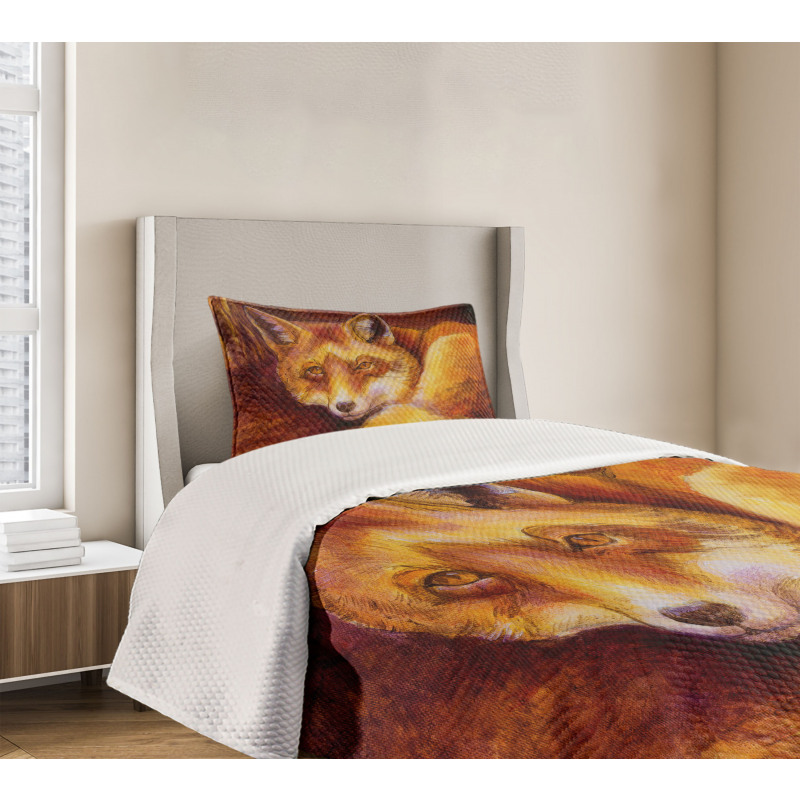 Vibrant Art Fox Resting Bedspread Set