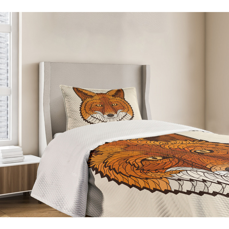 Mascot Face Mosaic Style Bedspread Set