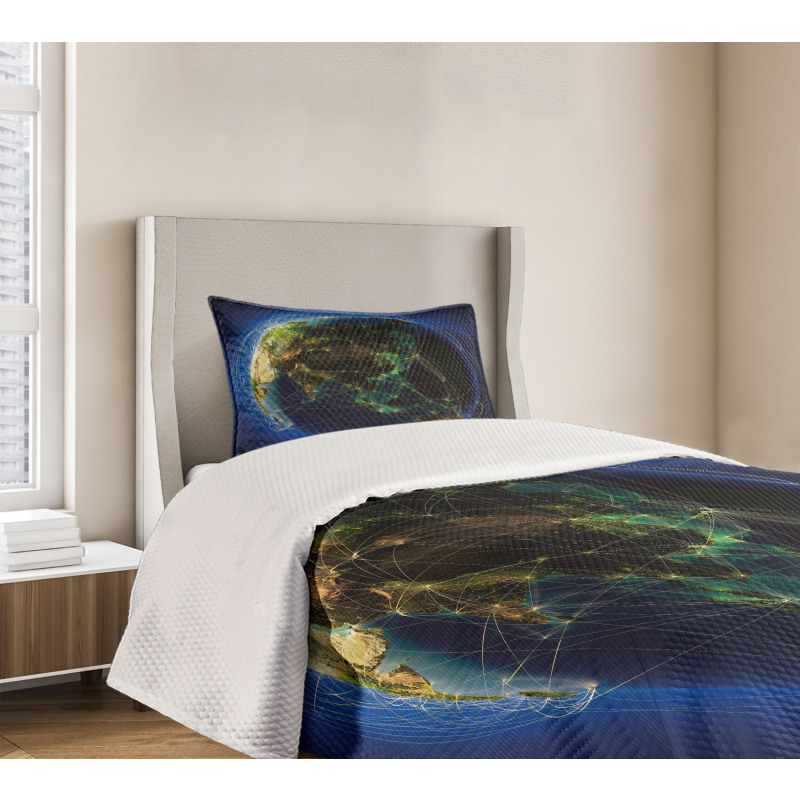 Earth Lines Navigation Bedspread Set