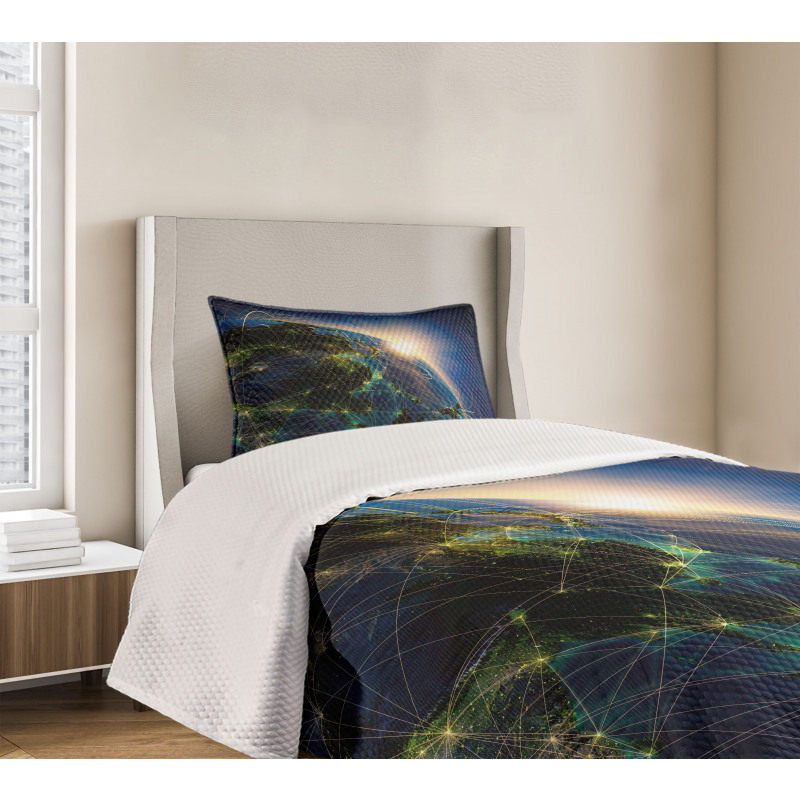 Vivid Globe Space Network Bedspread Set