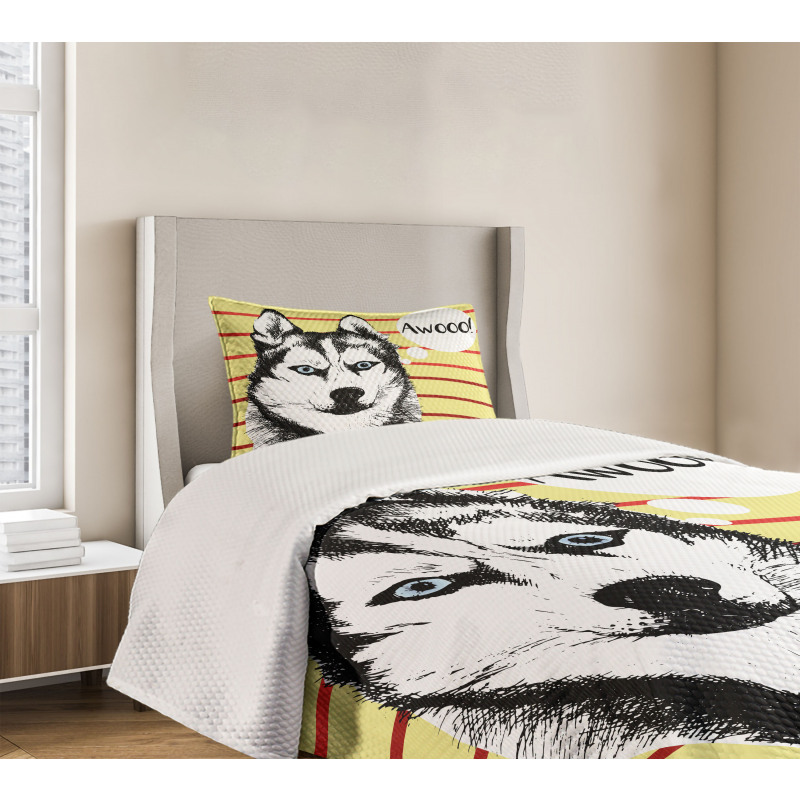 Husky Portrait Bedspread Set