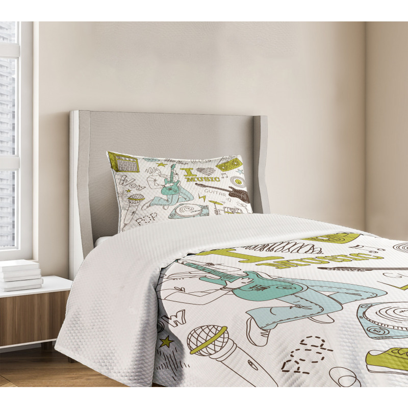 Love Music Sketch Bedspread Set