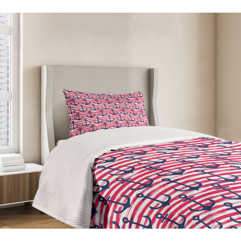 Blue Anchors Bedspread Set