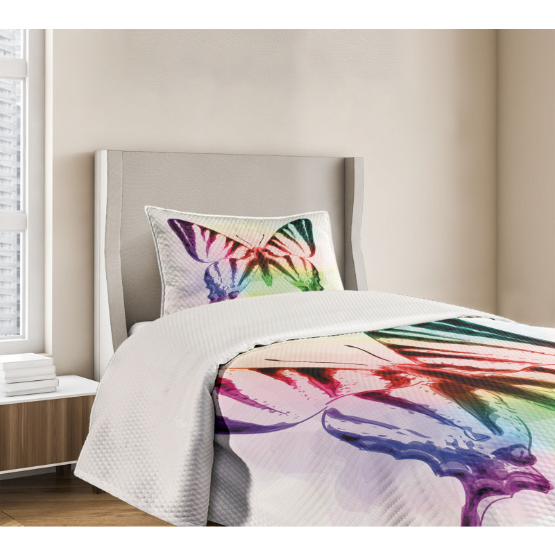 Butterfly Rainbow Bedspread Set