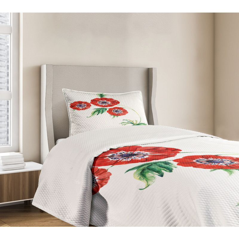 Red Watercolors Bedspread Set