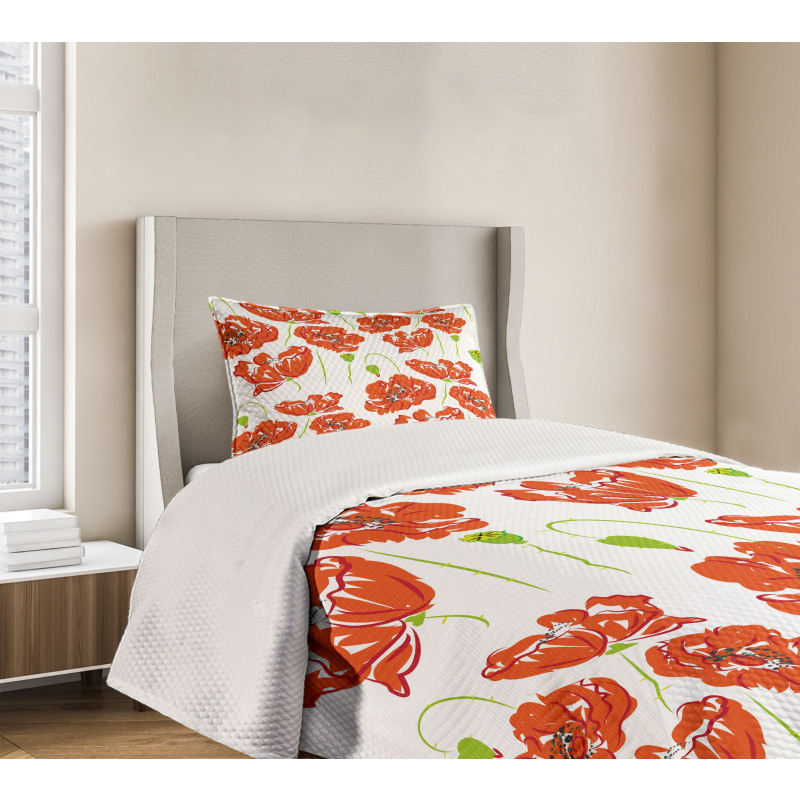 Doodle Poppies Bedspread Set