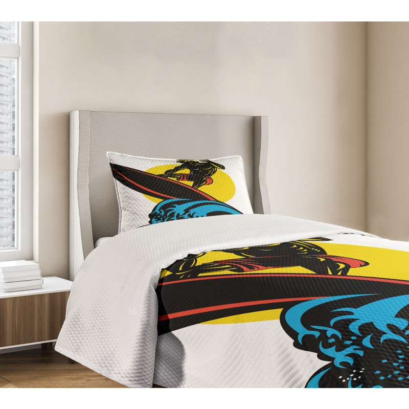 Man on Sea Waves Bedspread Set