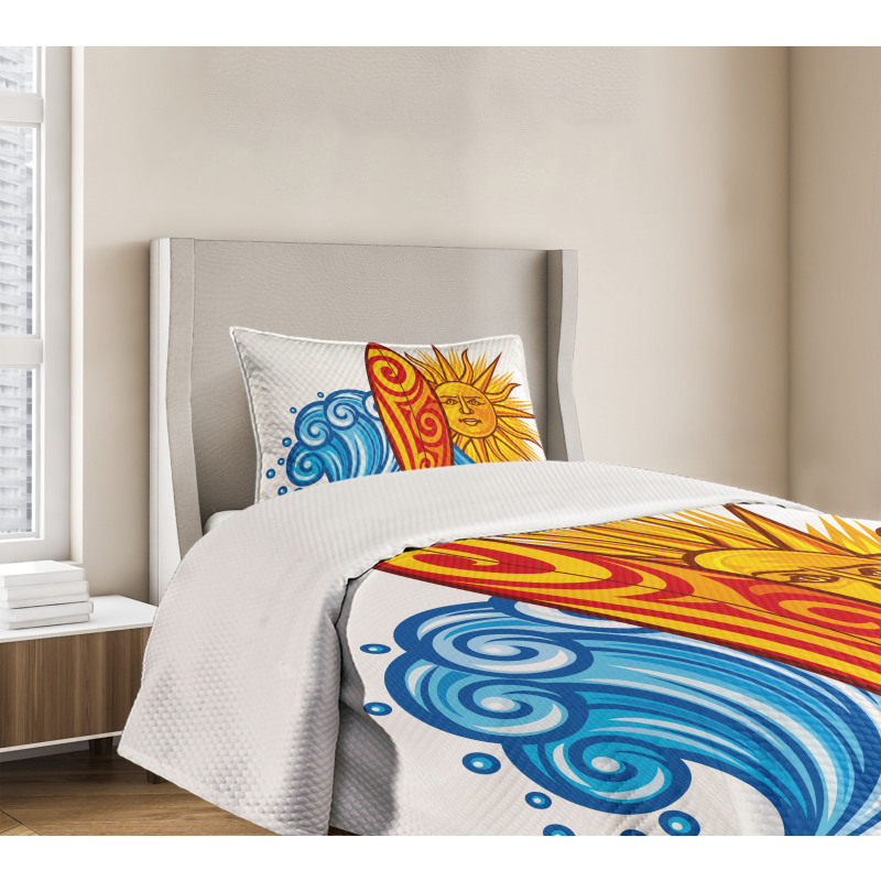 Ocean Wave Sun Bedspread Set