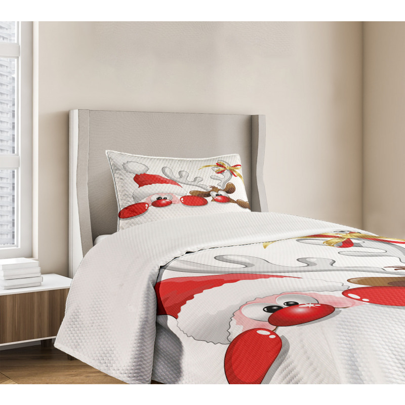 Funny Santa Reindeer Bedspread Set