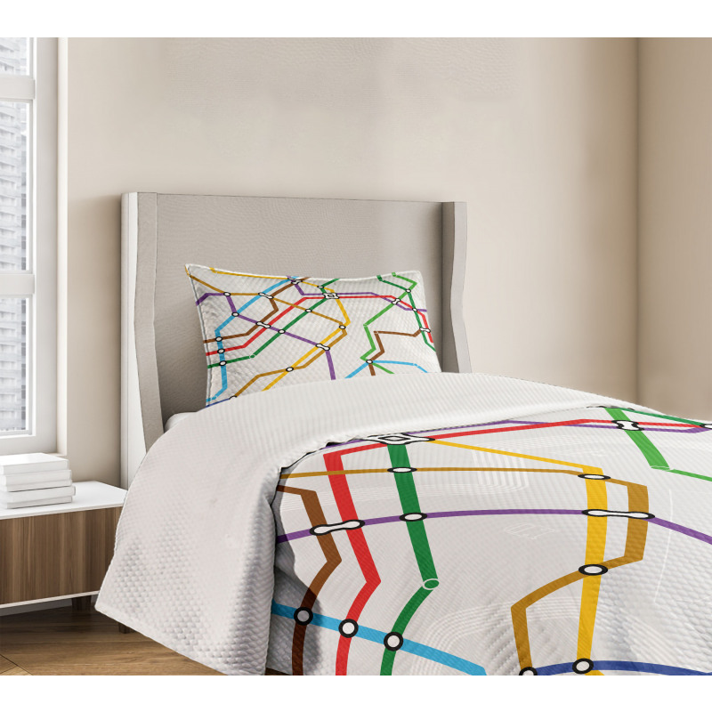 Vibrant Striped Metro Route Bedspread Set