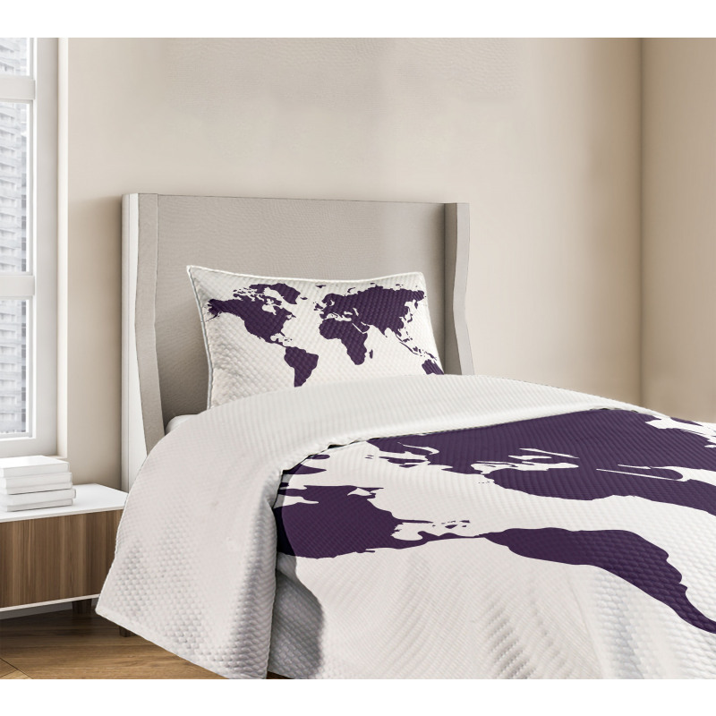 Vivid Indigo World Graphic Bedspread Set