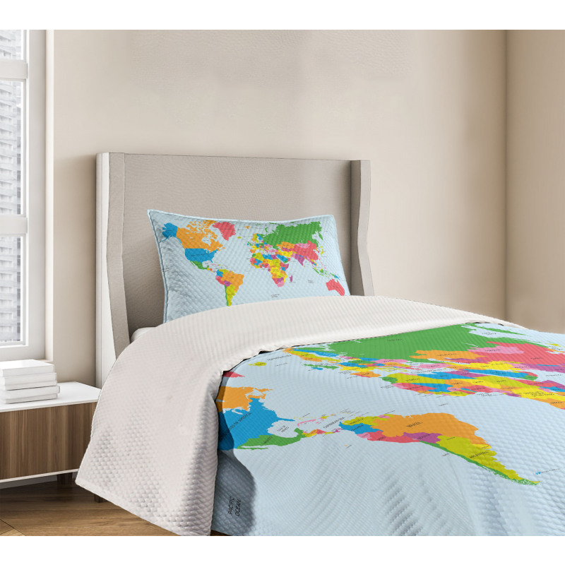 Colorful Political World Bedspread Set