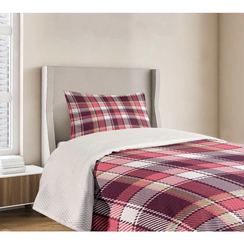 Retro Plaid Squares Bedspread Set