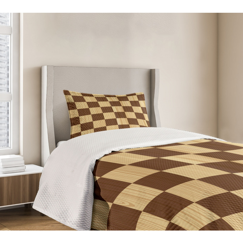 Checkerboard Wooden Bedspread Set