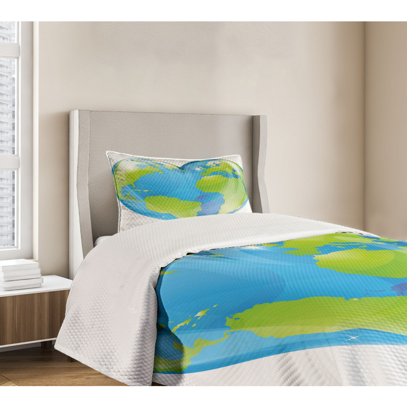 Vibrant Globe Heart Shape Bedspread Set