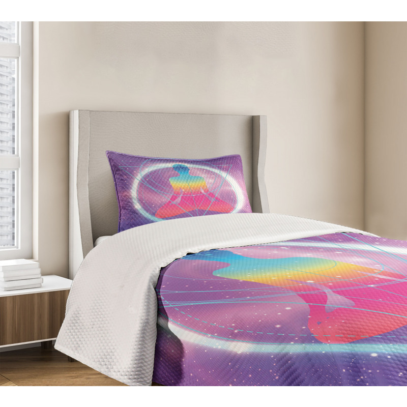 Human Meditation Galaxy Bedspread Set