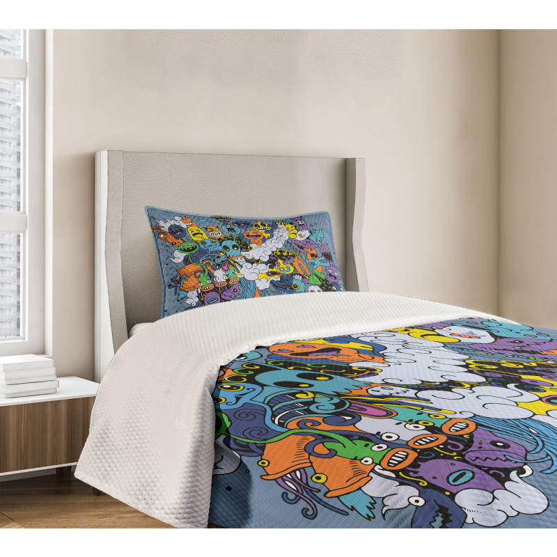 Funky Monsters Society Bedspread Set