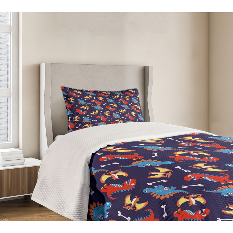 Dino Funny Expressions Bedspread Set