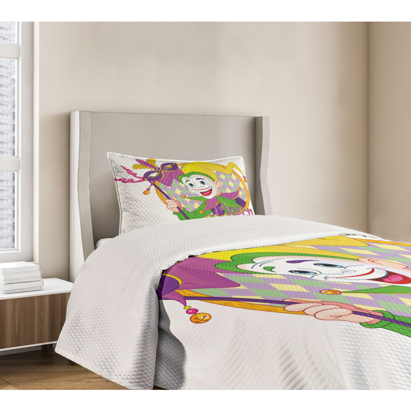 Cartoon Jester Mask Bedspread Set